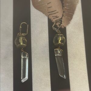 Gold and Silver Minimalist Crystal Point Earrings